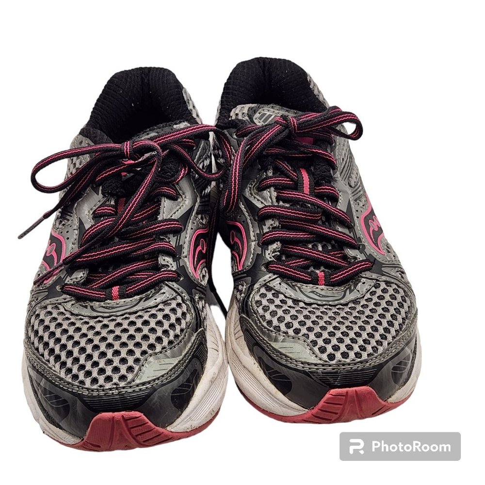 Women's Saucony Athletic Sneakers Guide 5 Size 6.5 Grey Pink Black Lace Close